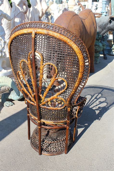 1970s Large Vintage Bohemian Emmanuelle Peacock Wicker Chair At 1stdibs