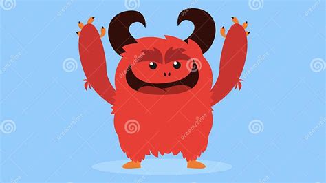 Funny Monster Vector Illustration Of A Monster With Horns Stock