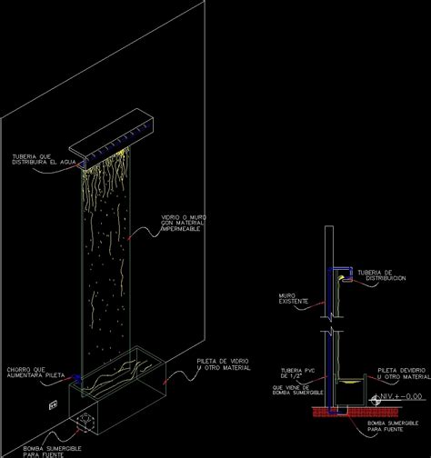 Wall With Waterfall DWG Block For AutoCAD Designs CAD