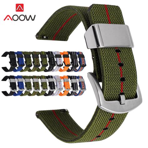 Woven Nylon Strap 18202224mm Stainless Steel Hoop Quick Release Men Sport Replacement Wrist