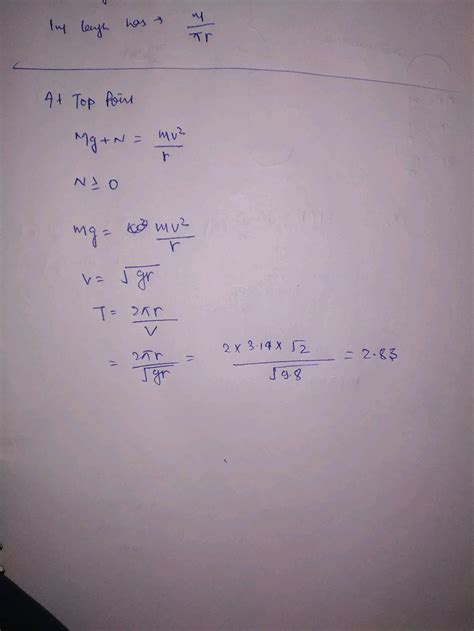 A Bucket Full Of Water Is Revolved In A Vertical Circle Of Radius 2 M