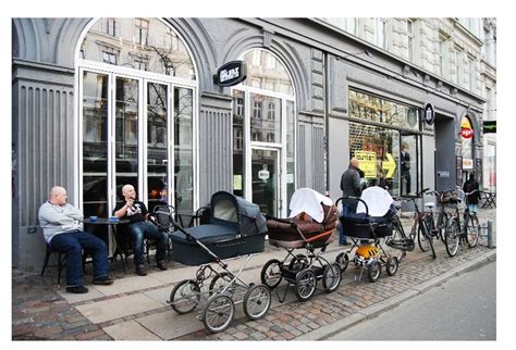 Babies In Prams Parked Outside The Cafe Or Pub In Copenhagen Quite