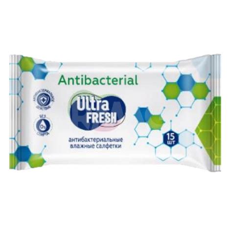 Влажные салфетки Ultra Fresh Antibacterial (15 шт) - IRMAG.RU