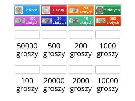 MATEMATYKA klasa 4 jednostki monetarne Połącz w pary