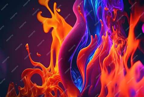 Premium Photo Multicolored Neon Fire On A Dark Background