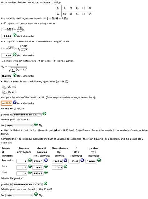 SOLVED Given Are Five Observations For Two Variables X And Y 12 Use