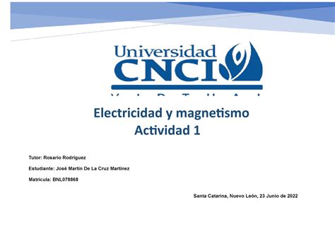 Actividad Electricidad Y Magnetismo Electricidad Y Magnetismo