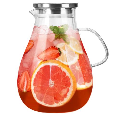 Buy Glass Pitcher With Lid 1 Gallon Glass Water Pitcher Hot Cold Water