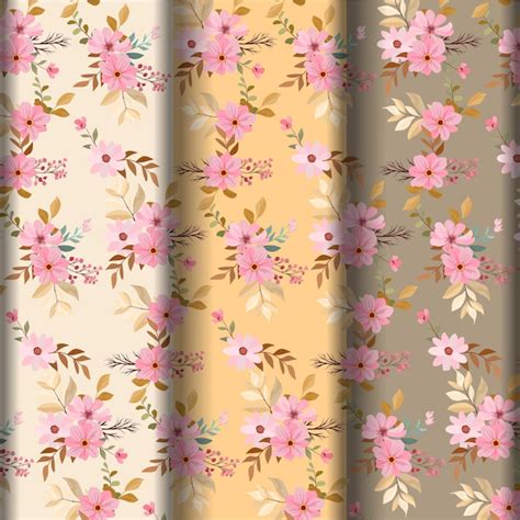 Motif Floral Avec Trois Types De Fonds Vecteur Premium