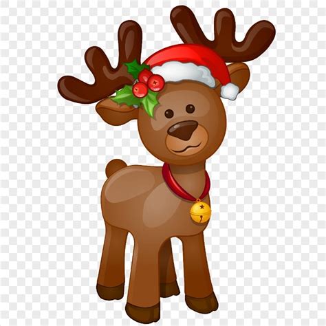 Reindeer Illustration Santa Hat Christmas Theme PNG Citypng