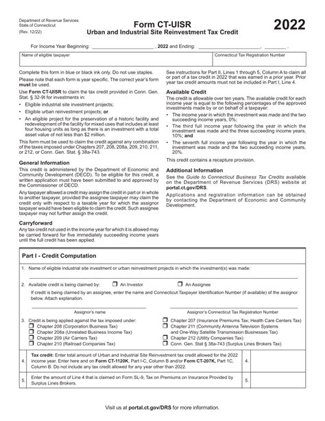 Form Ct Uisr Download Printable Pdf Or Fill Online Urban And Industrial Site Reinvestment Tax