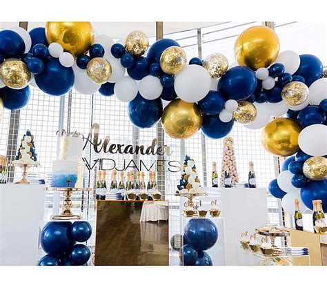 Gold Blue Balloon Garland Gold And Blue Balloon 100 Pcs A Etsy