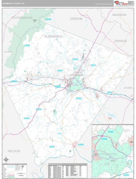 Albemarle County Wall Map Premium Style