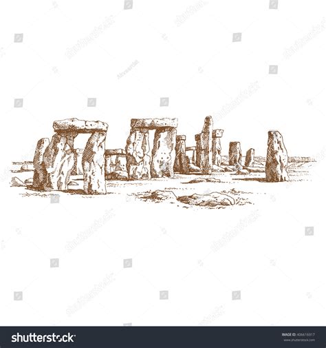 Stonehenge Prehistoric Monument Wiltshire England Hand Stock Vector