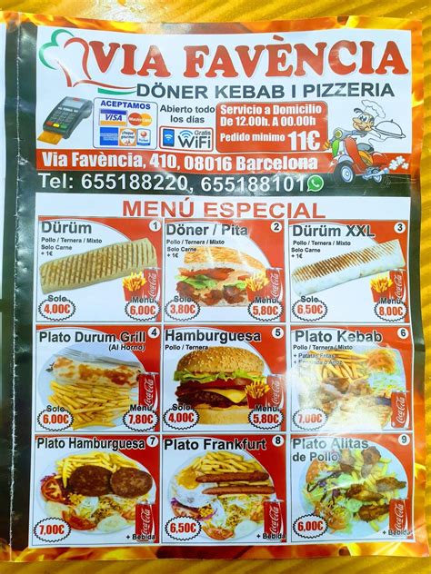 Carta De Via Fav Ncia D Ner Kebab Pizzer A Barcelona