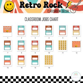 Editable Classroom Jobs Helpers Chart Retro Groovy Theme Classroom Decor