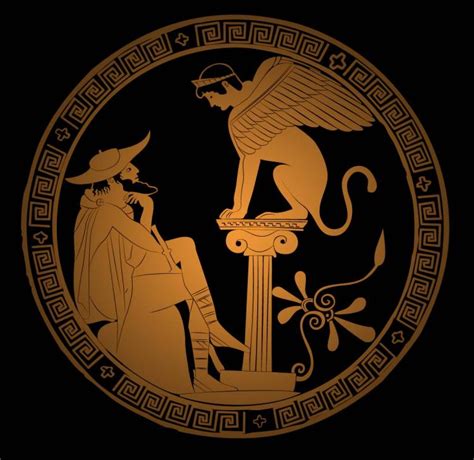 Greek Vector Ancient Illustration / Oedipus and Sphinx Free Vector ...