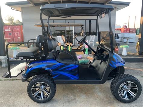 Ezgo Rxv Ac Drive Electric Lifted Custom Black Blue 4 Seater Golf Cart