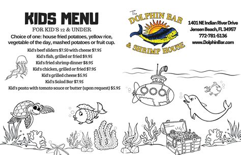 Kid's Menu - The Dolphin Bar & Shrimp House