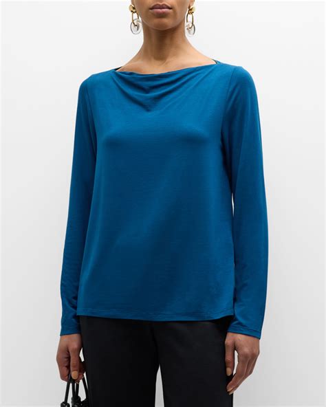 Eileen Fisher Cowl Neck Stretch Jersey Top Neiman Marcus