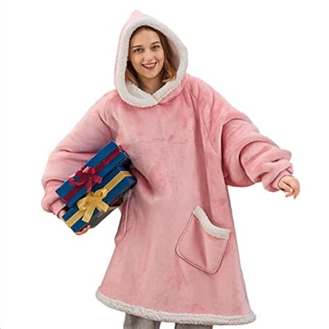 Bedsure Warm And Fashionable Wearable Blanket Hoodie Giant Pocket Sherpa