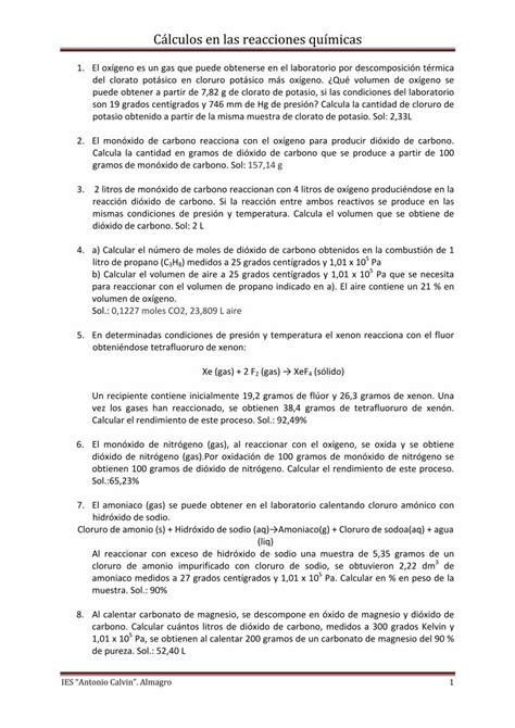 PDF Cálculos en las reacciones químicas PDF fileCálculos en las