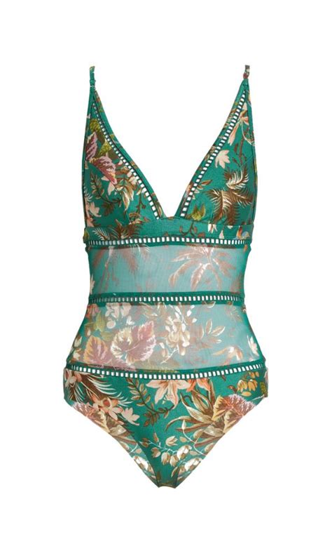 Zimmermann Tropicale Triangle Sheer Inserts Swimsuit