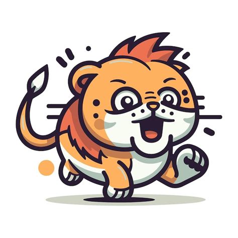 Cute Cartoon Tiger L Uft Vektor Illustration Isoliert Auf Wei Em