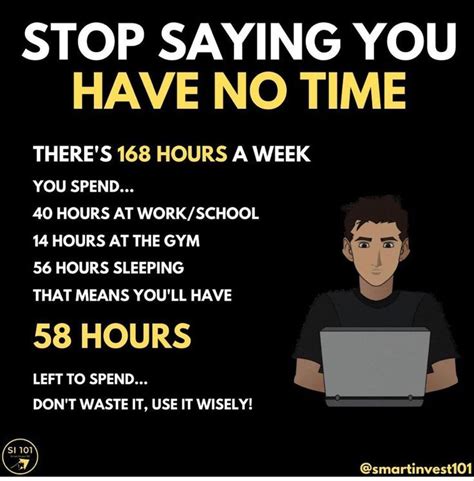 Stop Saying You Have No Time Self Improvement Tips Life Lesson