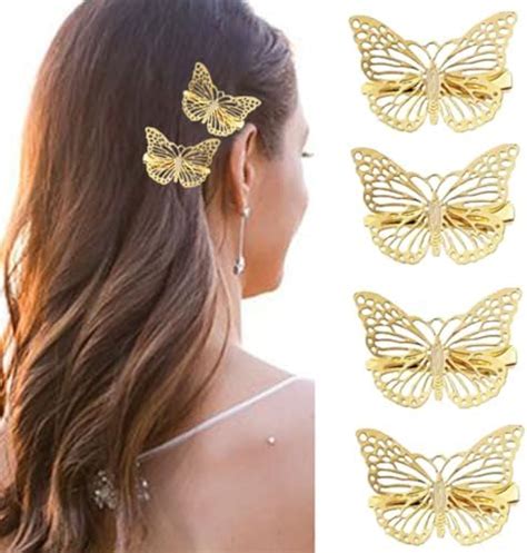 Bartosi Butterfly Hair Clips Gold Butterfly Hair Barrettes Bride Wedding Hairpin