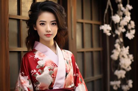 Premium AI Image | A beautiful woman in a traditional kimono