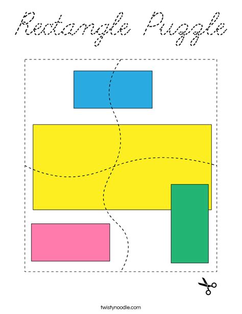 Rectangle Puzzle Coloring Page Cursive Twisty Noodle