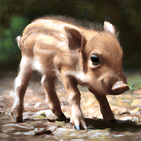 Whimsical Detailed Fantasy Fluffy Tiny Cute Adorable Baby Warthog