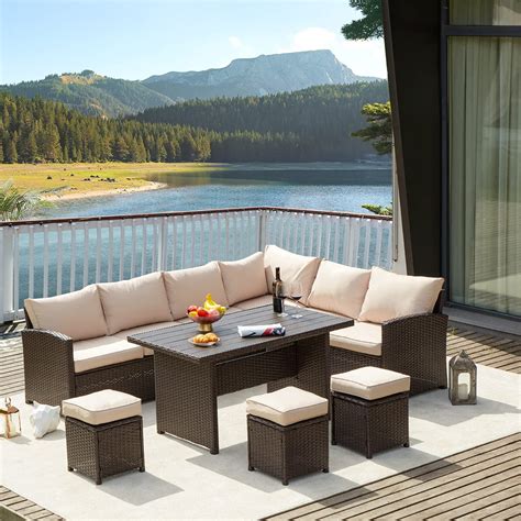 Aecojoy Piece Patio Furniture Set Outdoor Dining Conversation