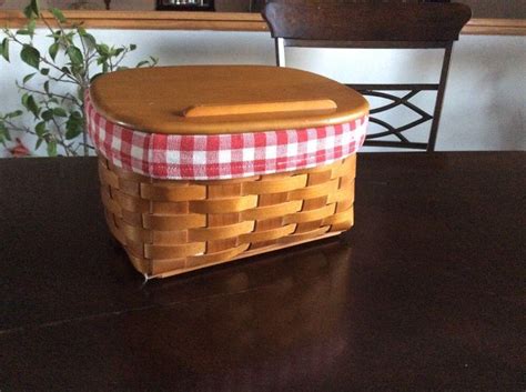 Canadian Maple Recipe Basket By Heritage Wood Lid Red White Liner Brand ...