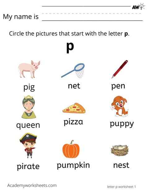 Learn The Letter P P Learning Letters Academy Worksheets