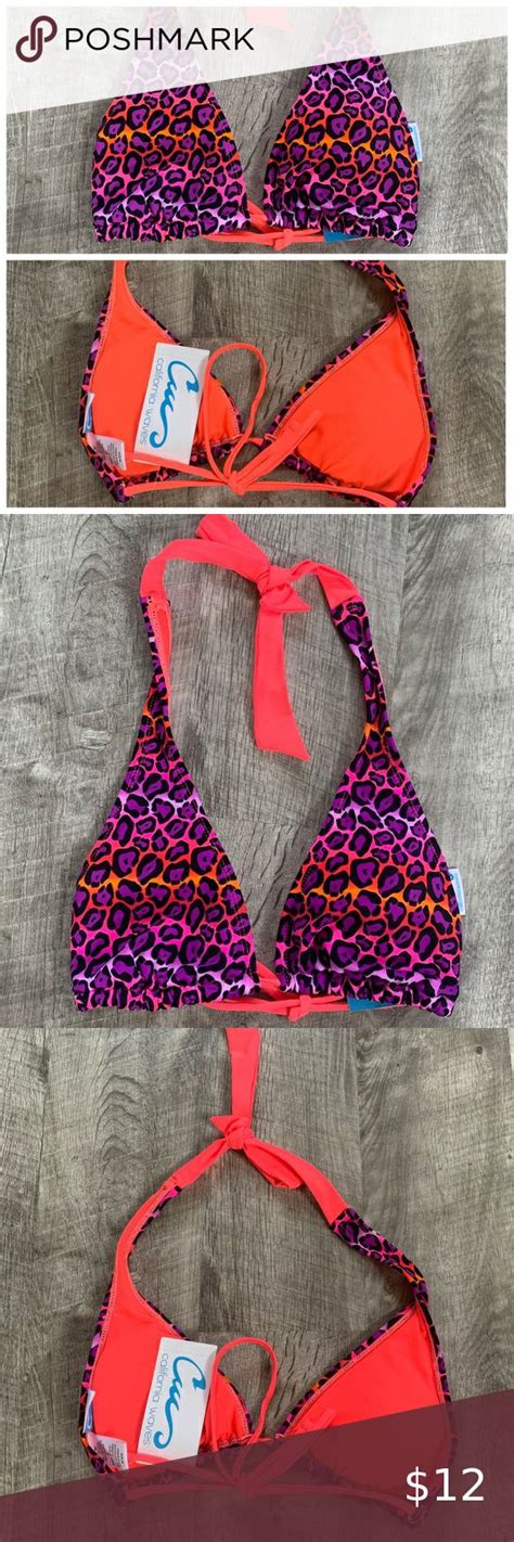 Nwt California Waves Cheetah Bikini Top Spring Bikinis Swim