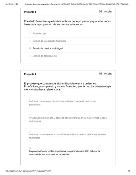 Parcial Finanzas Corporativas Actividad De Puntos