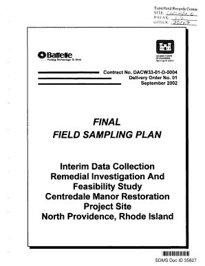 Fillable Online FINAL FIELD SAMPLING PLAN INTERIM DATA COLLECTION