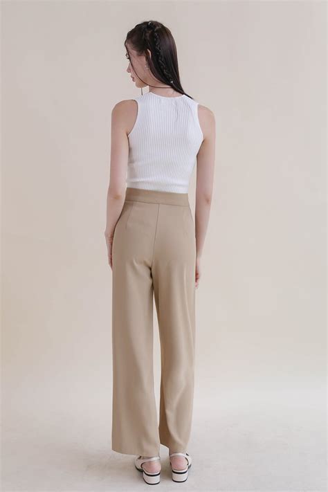 MATT DARTED WIDE LEG PANTS NUDE The Willow Label