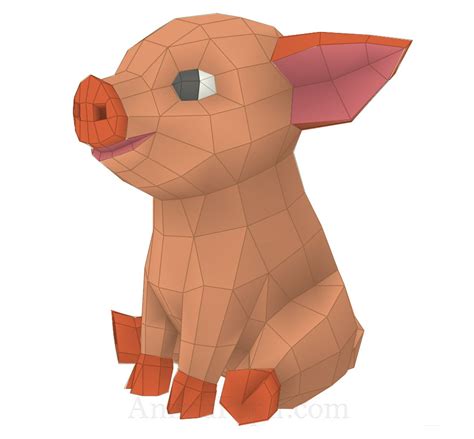 Pig Papercraft Cartoon Pig Papercraft Low Poly Pig Diy Pig Etsy