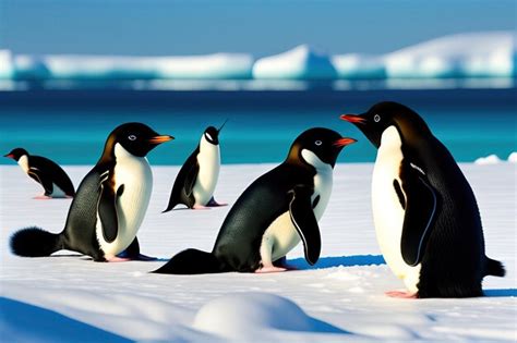 Premium AI Image Adelie Penguins In Antarctica Digital Artwork