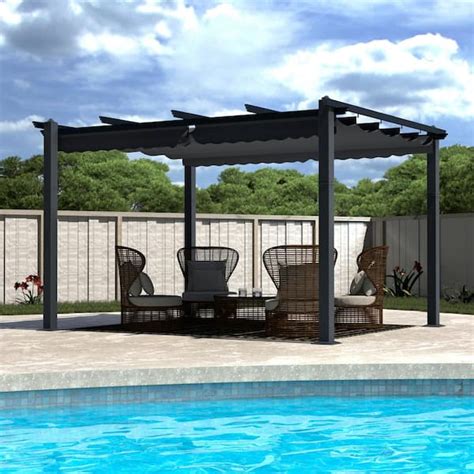 Veikous 10 Ft X 10 Ft Dark Grey Aluminum Outdoor Patio Pergola With