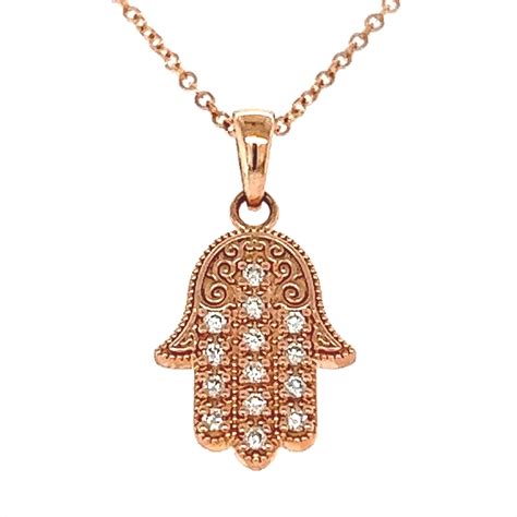 14k Hamsa Rose Gold Necklace With Diamonds Privée