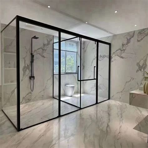 bathroom glass partition  door swing  sliding custom