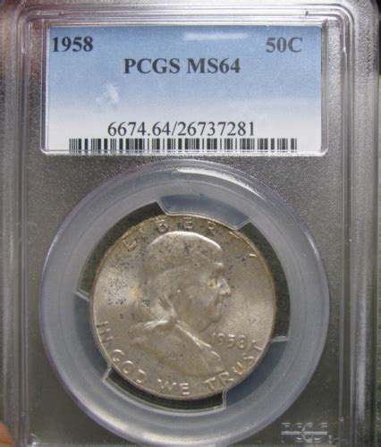 Franklin Half Dollar Silver Ms Pcgs Graded Slabbed Coin