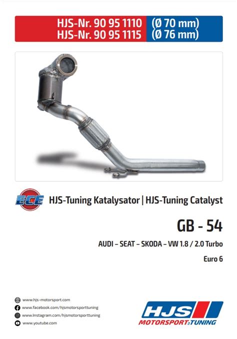 Hjs Ece Downpipe Audi A Iii Leon Cupra Iii Octavia Rs Iii