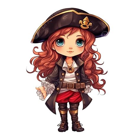 Pirate Girl Kid Costume Halloween Hand Drawn Cartoon Style Halloween