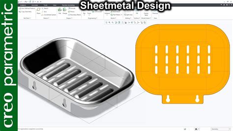 Sheet Metal Tutorial Soap Tray In Creo Parametric Youtube