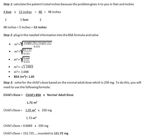 Body Surface Area Calculations Nursing Review